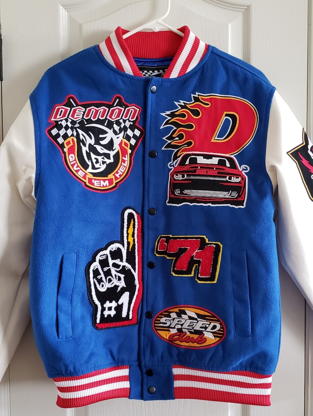 Dodge X Reason Demon SRT Rebel Varsity Jacket Blue NEW Men’s Size Small NWOT - Picture 4 of 12